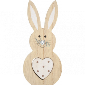 Wooden rabbit with white heart 16 cm