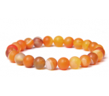 Agate orange lace bracelet elastic natural stone, ball 8 mm / 16 - 17 cm