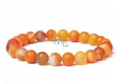 Agate orange lace bracelet elastic natural stone, ball 8 mm / 16 - 17 cm