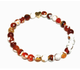 Agate fire lace facet bracelet elastic natural stone, ball 6 mm / 16 - 17 cm