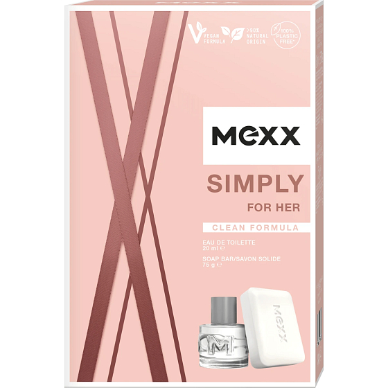 Mexx Simply for Her eau de toilette 20 ml + eau de toilette soap 75 g, gift set for women