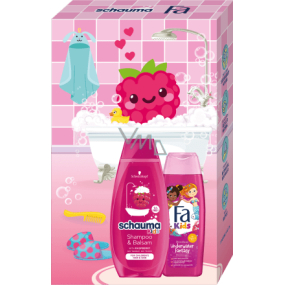 Schauma Kids Girl Raspberry 2in1 shampoo and hair conditioner 400 ml + Fa Kids Underwater Fantasy 2in1 shampoo and shower gel 250 ml, cosmetic set for children