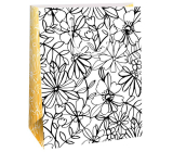 Ditipo Gift paper bag 22 x 10 x 29 cm Kreativ White black flowers