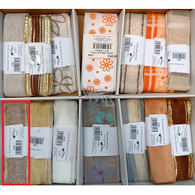 Ditipo Fabric ribbon Flora translucent brown with beige border 3 m x 25 mm