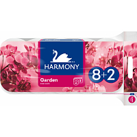 Harmony Premium Garden Pure White 3-Ply Toilet Paper, 8+2 Rolls, Roll 17.5 m
