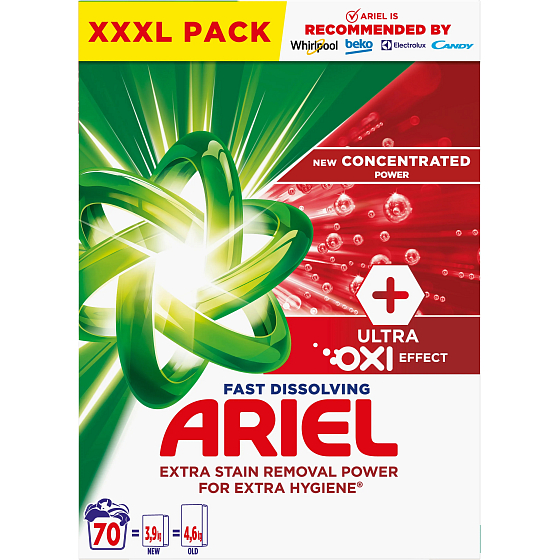 Ariel Ultra Oxi Effect washing powder for stain removal and extra hygiene 70 doses 3,85 kg