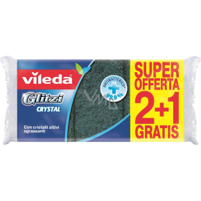 Vileda Glitzi dish sponge with nail protector + sturdy wire sponge, pack of 2 + 1 free piece