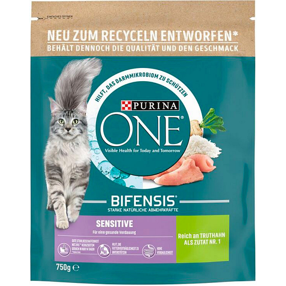 Purina One Sensitive granules for cats with turkey and rice, 800 g