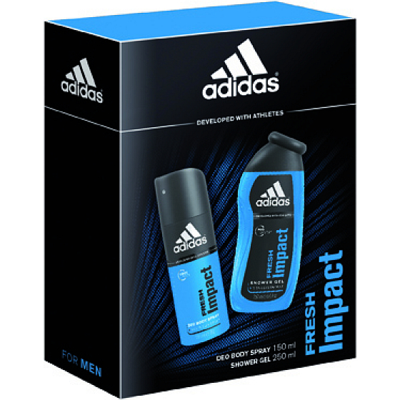 Adidas Fresh Impact deodorant spray 150 ml + shower gel 250 ml, gift set for men