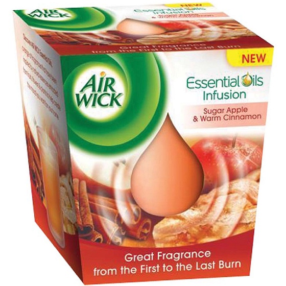 Air Wick Essential Oils Infusion Sugar Red Apple & Mulled Wine Scented Candle in Glass 105 g