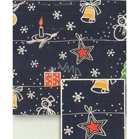 Nekupto Gift wrapping paper 70 x 200 cm Christmas Dark blue background, candlestick, star