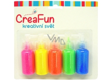 CreaFun Dekorační barvy Třpytivé neon na papír, textil, sklo 5 x 20 ml