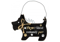 Nekupto Pets wooden sign Attention! Crazy cute dog 12 x 9 cm