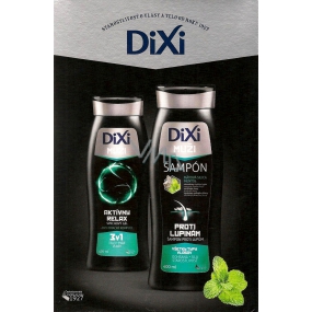 Dixi Men 3 in 1 Active relax shower gel 400 ml + dandruff shampoo 400 ml + bath sponge, cosmetic set