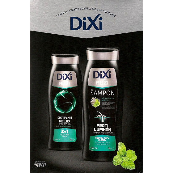 Dixi Men 3 in 1 Active relax shower gel 400 ml + dandruff shampoo 400 ml + bath sponge, cosmetic set