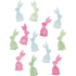 Wooden bunnies pink, blue, green 4 cm 12 pieces