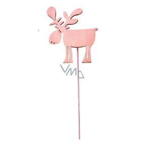 Reindeer wooden pink recess 8 cm + wire