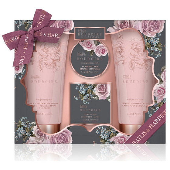 Baylis & Harding Rose petals body and hand lotion 200 ml + shower cream 200 ml + soap 150 g + body butter 50 ml body care gift set