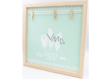 Nekupto Home Decor Wooden board with 3 pegs green 30 x 30 cm