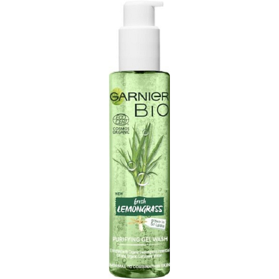 Garnier Bio Fresh Lemongrass Organic Lemongrass Oil and Aloe Vera Cleansing Gel for Normal to Combination Skin Dispenser 150 ml