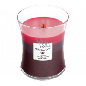 WoodWick Trilogy Sun Ripened Berries - Summer berry scented candle with wooden wick and glass lid medium 275 g
