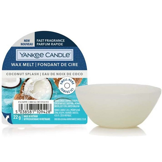 Yankee Candle Coconut Splash - Coconut Refreshment Scented Wax Melt for Aroma Lamps 22 g