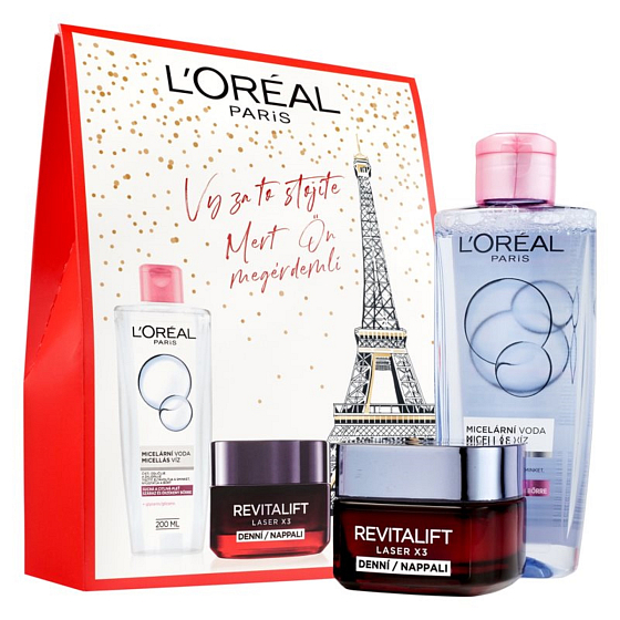 Loreal Paris Revitalift Laser X3 Day Cream 50 ml + Skin Perfection Micellar Water 200 ml, cosmetic set