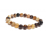 Agate brown lace bracelet elastic natural stone, bead 8 mm / 16-17 cm, adds recoil and strength