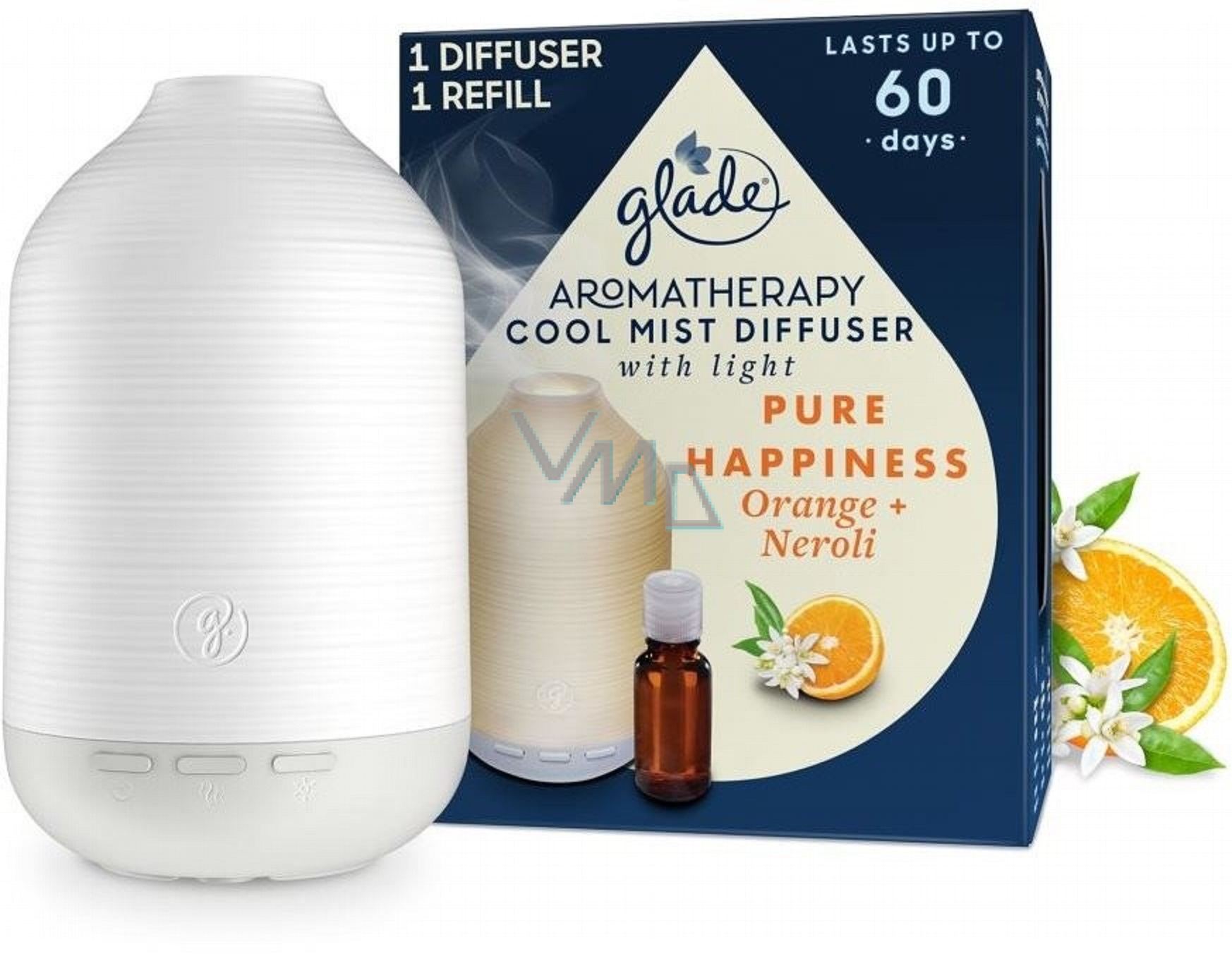 Glade Aromatherapy Cool Mist Diffuser Pure Happiness Orange + Neroli