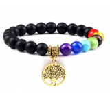 Chakra bracelet elastic Tree of Life + Onyx, natural stone, ball 8 mm / 16-17 cm, life force stone