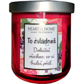 Heart & Home Fresh grapefruit and blackcurrant soy scented candle with inscription You can do it 110 g