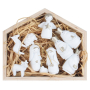 Wooden crib with white figures 17 x 14,5 cm