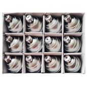 Glass flasks with glitters silver 3 cm 12 pieces