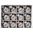 Glass flasks with glitters silver 3 cm 12 pieces