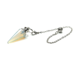 Opalite pendulum synthetic stone 3,5 cm + chain with ball 18 cm, stone of wishes and hope