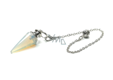 Opalite pendulum synthetic stone 3,5 cm + chain with ball 18 cm, stone of wishes and hope