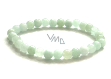Jade Burmese natural stone elastic bracelet, ball 6 mm / 16-17 cm, stone of peace