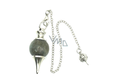 Labradorite pendulum natural stone for dowsing, divination round bead 2 cm x 4 cm, stone of transformation