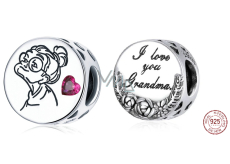 Sterling silver 925 Grandma Love, bracelet bead, family