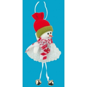 Snowman with bells for hanging 15 cm
