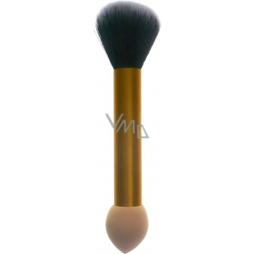 Jiajun Cosmetic brush with synthetic bristles and foam sponge double-sided golden beige 16 cm