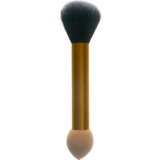 Jiajun Cosmetic brush with synthetic bristles and foam sponge double-sided golden beige 16 cm