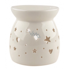 Aromalampa porcelain white with hearts and stars 9.9 cm