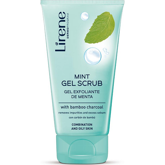 Lirene Mint Scrub Mint and bamboo carbon peeling gel for combination and oily skin 150 ml