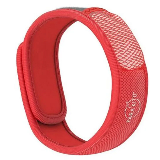 Parakito Mosquito Repellent Bracelet Colorful Red Natural, Refillable, Waterproof, 24h/day Protection - 15 Days per Refill + Two Refills