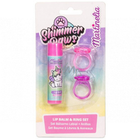 Martinelia Shimmer Paws lip balm 1 piece + ring 2 pieces, cosmetic set for children