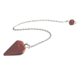 Jasper red pendulum natural stone 2,5 cm + 18 cm chain with bead, full care stone