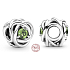 Charm Sterling silver 925 Infinity circle of eternity August bright green, bead for bracelet