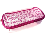 Nekupto Back To School pencil case pink I'm playing sports, partying, studying 23 x 10 x 6 cm