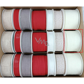 Ditipo Christmas fabric ribbon Nordic jute light beige 2 m x 40 mm